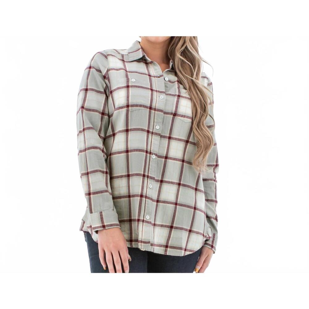 NEW OLD RANCH acadia boyfriend long sleeve shirt in alloy
